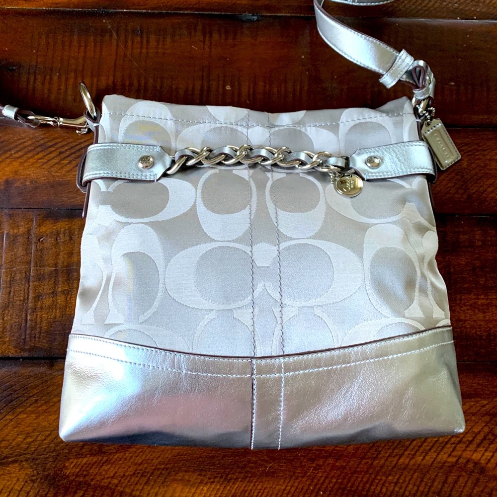 Silver Coach Cross-body Bag
